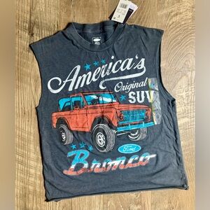 Ford Gray Crop Top Vintage Bronco Graphic NWT SZ Small